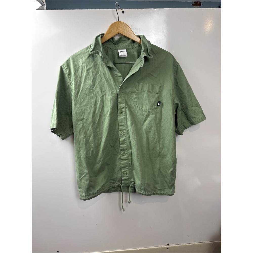 Nike Club Men's Button-Down Short-Sleeve Top DX0898-386 olive green Medium